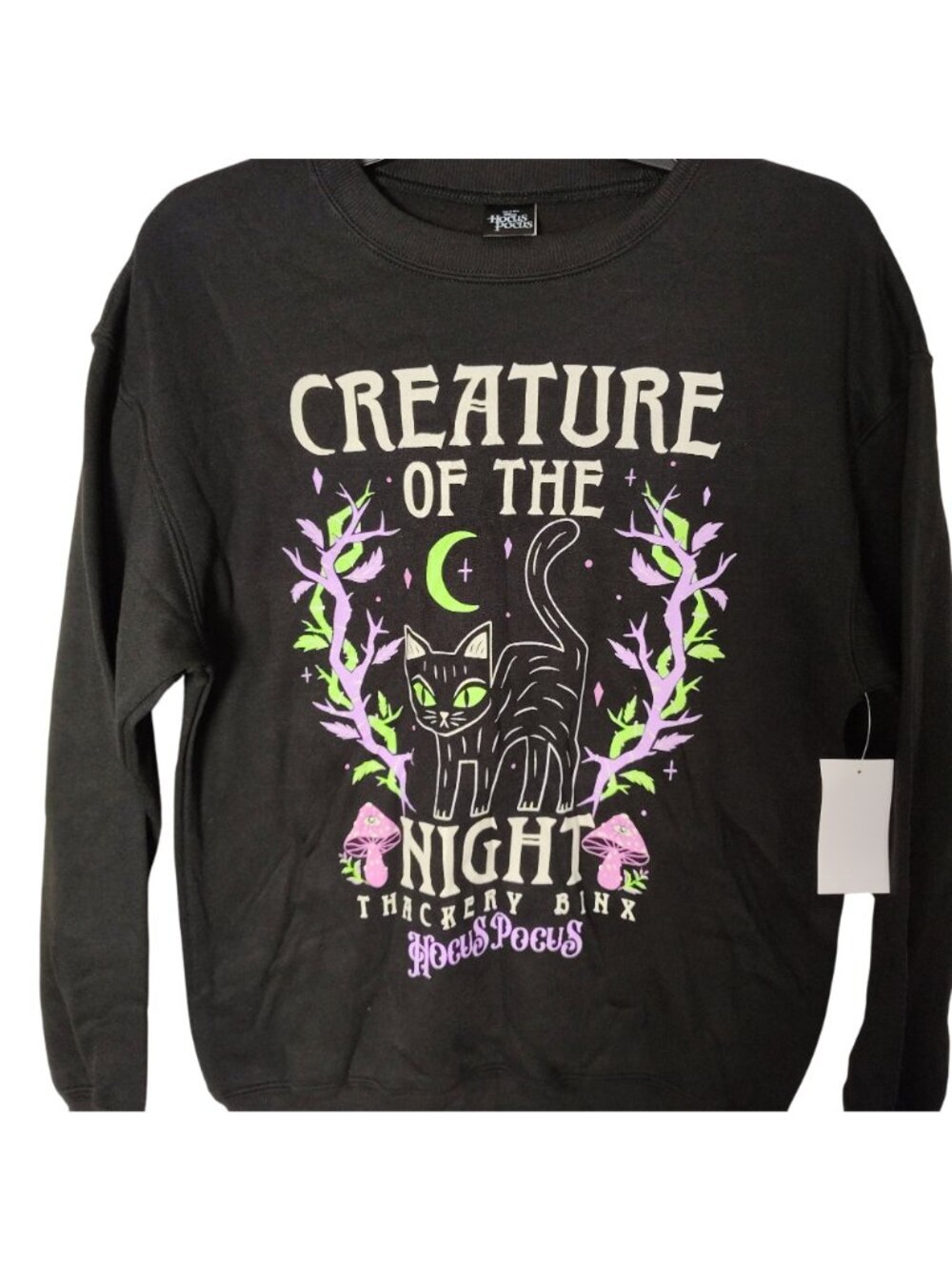 Disney Hocus Pocus Womens XXS Black Creature of the Night Graphic Sweatshirt - Picture 7 of 7